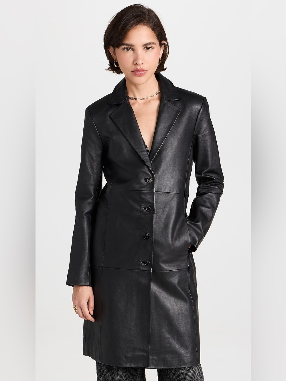 Reformation x Veda Crosby Leather Longline Blazer Jacket Black Size XS